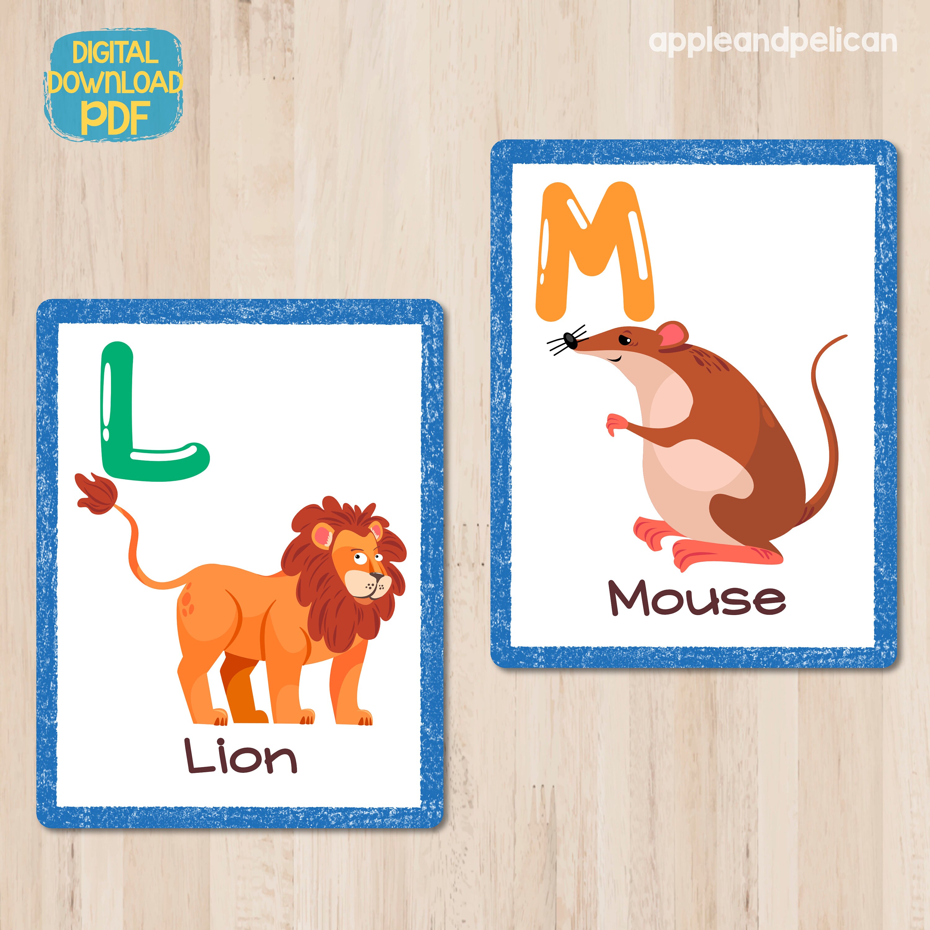 Montessori Alphabet Animal ABC Flashcards Printable, Toddler Flash ...