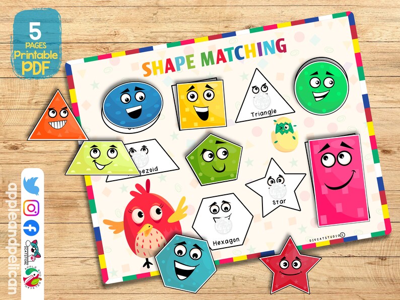 Shapes Matching Activity Printable, Toddler Flash Card, Preschool ...