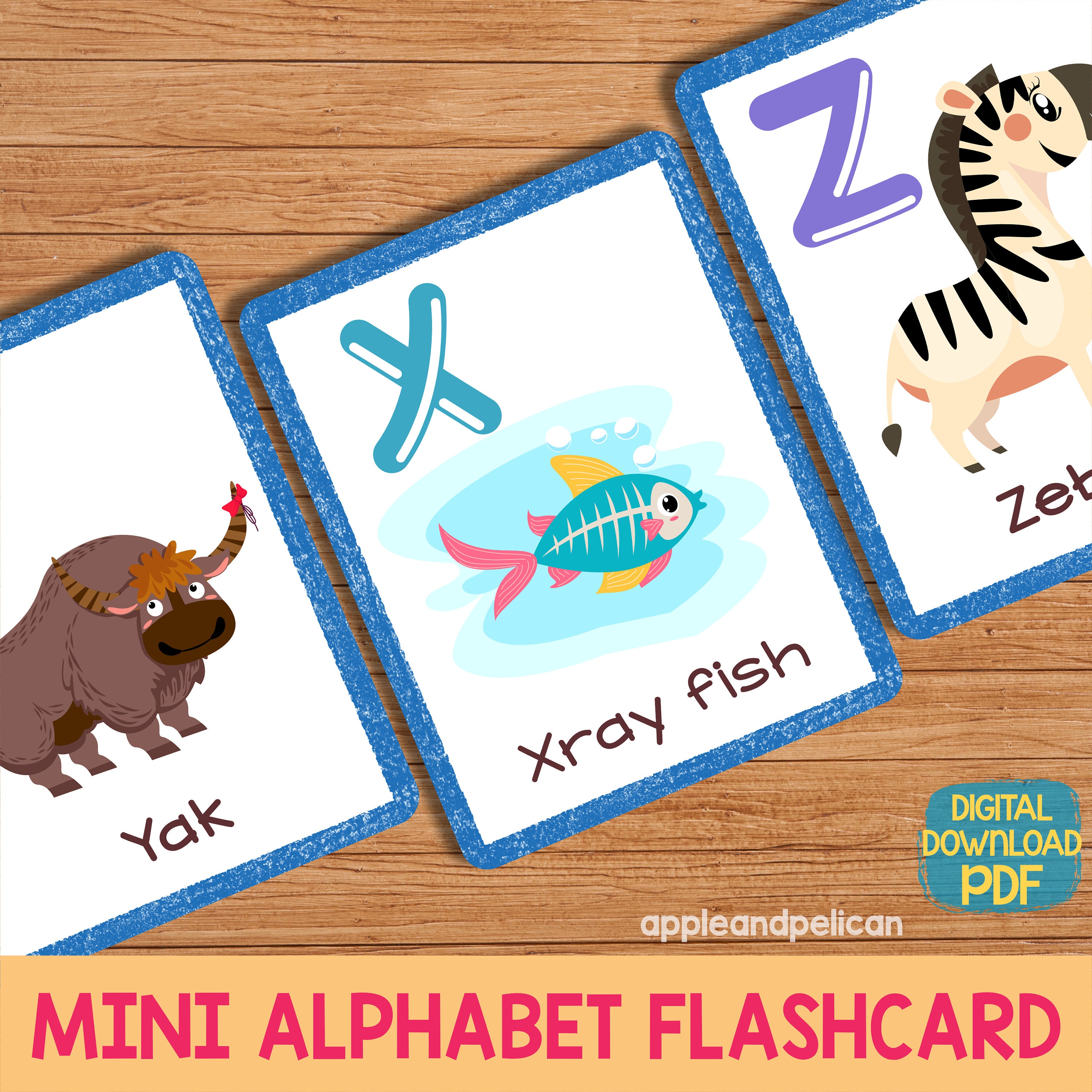 Montessori Alphabet Animal ABC Flashcards Printable, Toddler Flash ...
