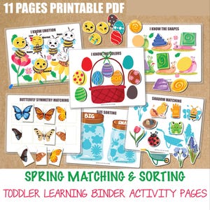 Activité d'association printanière, reliure occupée de printemps pour tout-petits, activité d'association Montessori pour tout-petits, maternelle, maternelle, ressources imprimables pour l'école à la maison