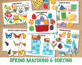 Atividade de Combinação de Primavera, Pasta de Atividades, Recursos Montessori para Educação Infantil, Pré-Escola e Jardim de Infância (Imprimíveis)