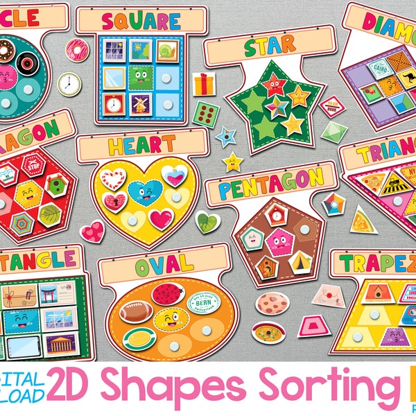 Shapes Matching Activities Shapes Sorting Game, Toddler Busy Book Printable Shapes Learning Binder, Montessori Preschool Math, Sort By Shape