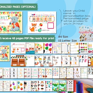 Toddler Busy Book Printable Personalized Preschool Learning Binder Montessori Homeschool Activities Quiet Book, Kids Learning Materials image 10