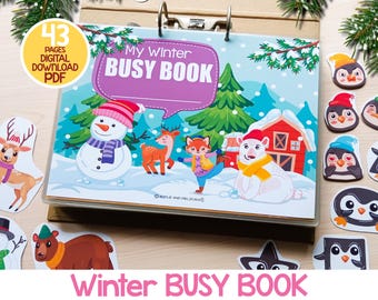 Winter Busy Book Printable, Preschool Learning Binder, Winter Kids Activity Book, Toddler Quiet Book, Homeschool Preschool Activity Binder