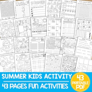 Summer Kids Activities Printable, Summer Fun Games, Coloring Pages, Crossword, Word Search, Maze, Word Scramble, Puzzle Activity For Kids