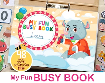 Printable Toddler Busy Book Preschool Learning Binder, Montessori Homeschool Activities , Personalized Kid Quiet Book, Kid Learning Material