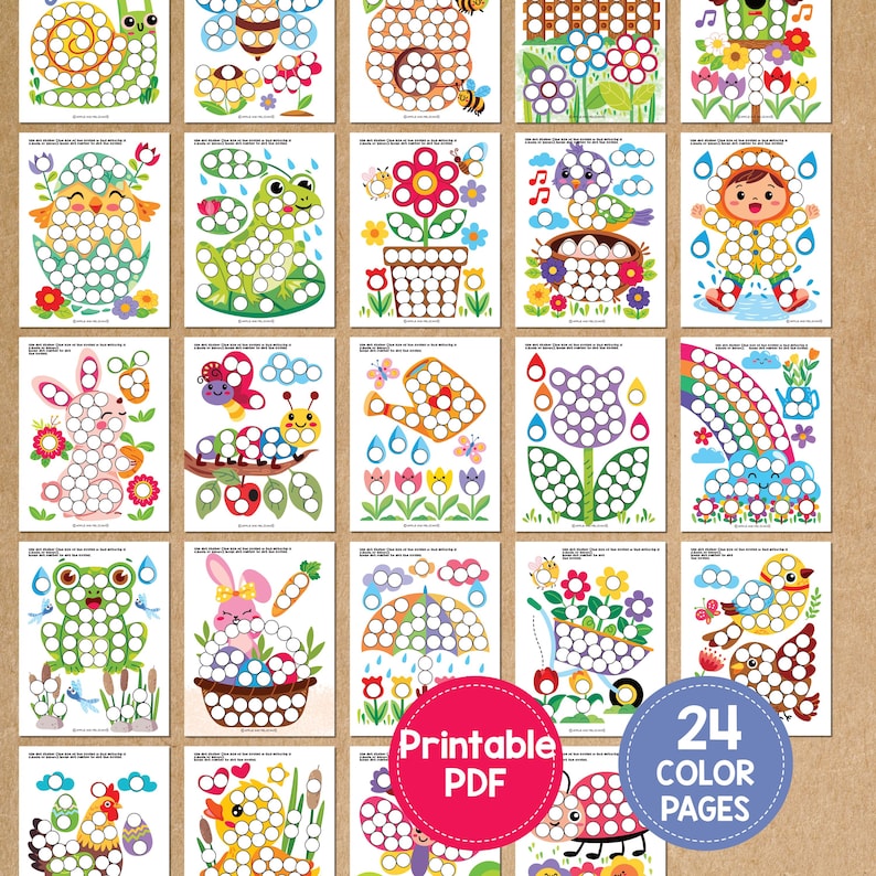 Spring Do a Dot Marker Coloring Pages for Kids, Do A Dot Activity, Dot ...