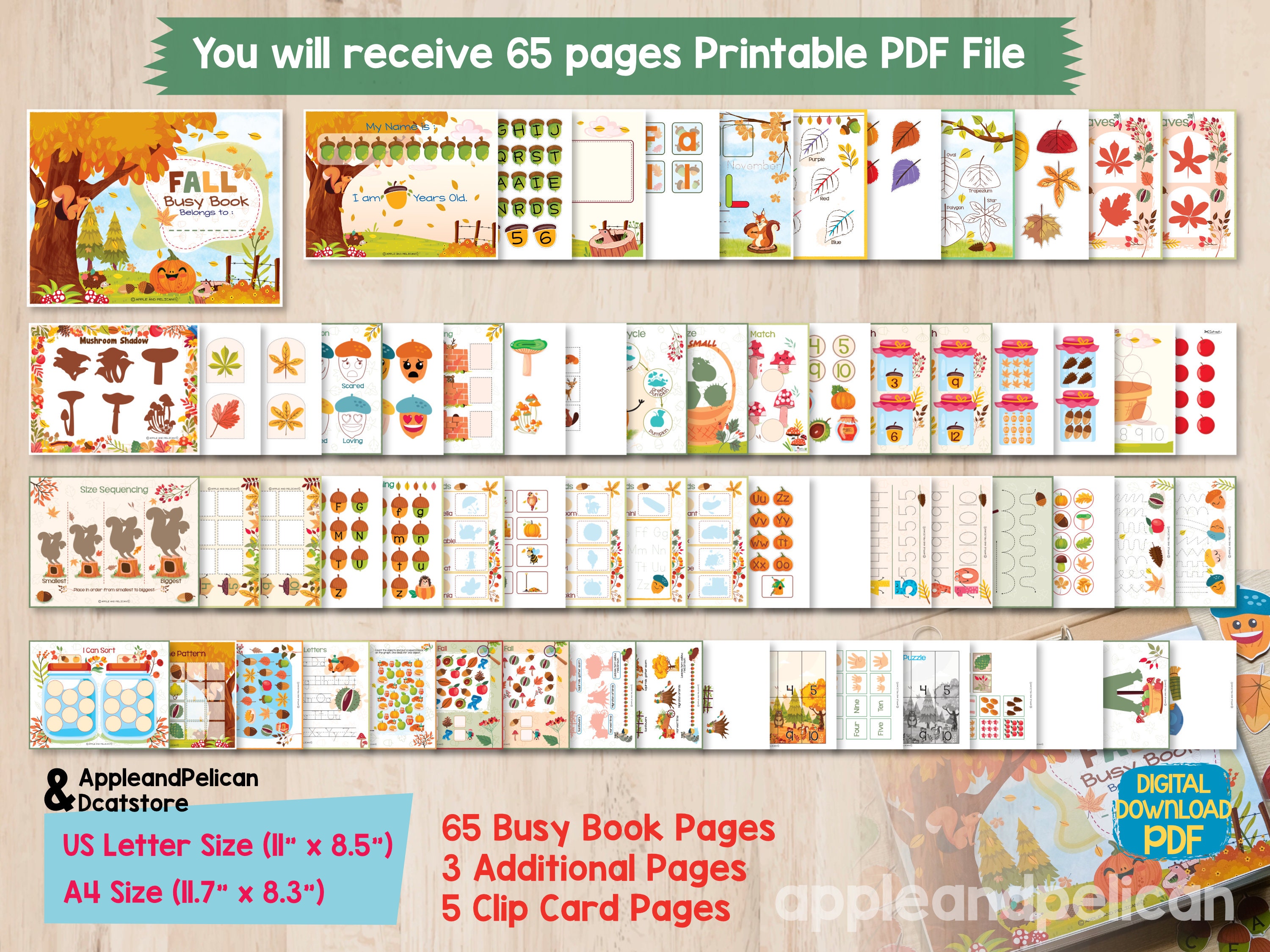 Fall Busy Book Printable, Autumn Busy Binder, Toddler Learning Binder ...