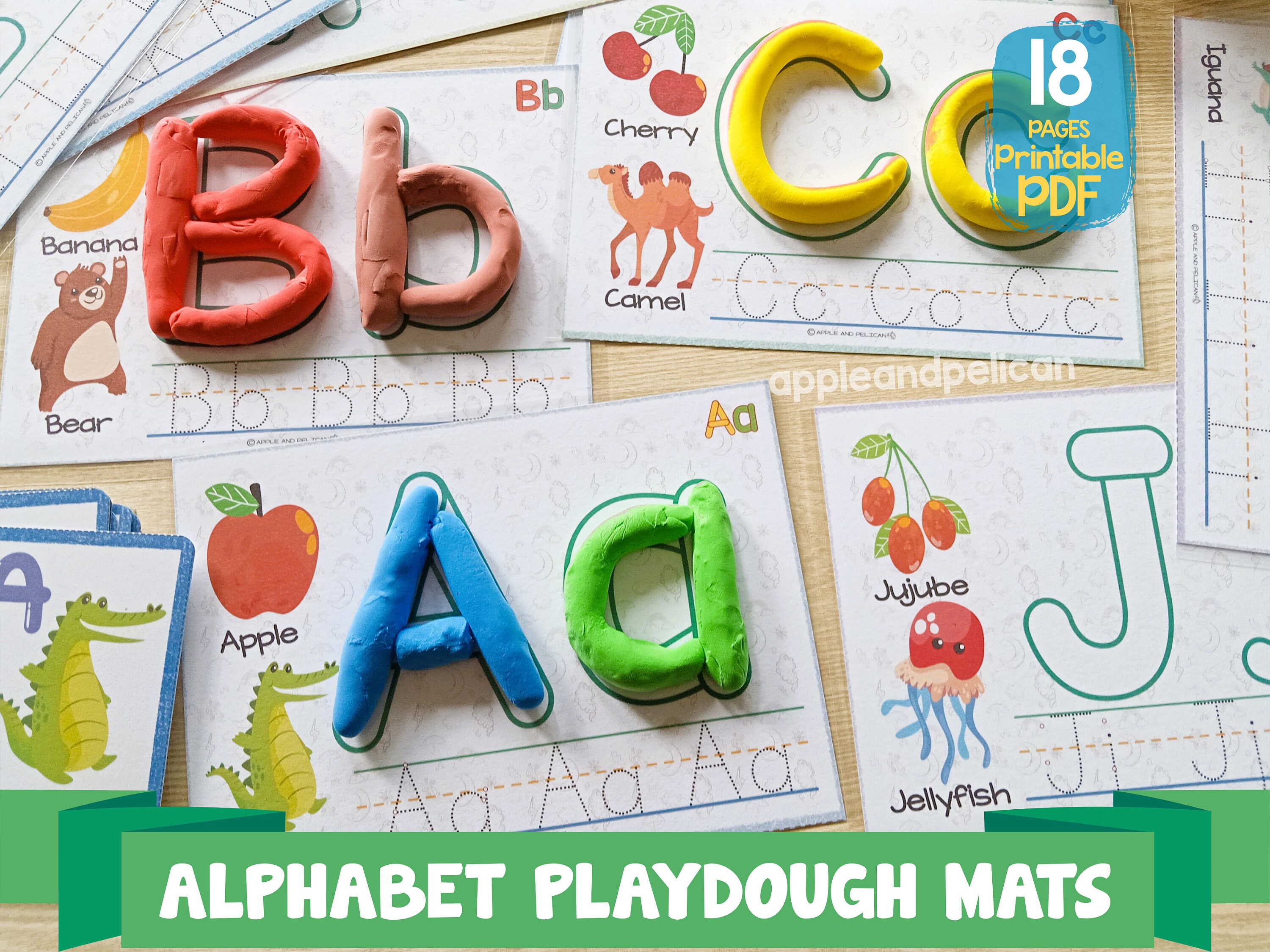 Wooden English Alphabet Play Dough Stamp Set for Homeschool Lessons.  Montessori Classroom Learning Material. Christmas Gift for Toddlers. 