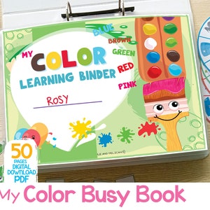 Color Sorting Busy Book Personalized Toddler Busy Binder Printable Preschool Quiet Book Homeschool Kids Montessori Colors Learning Binder