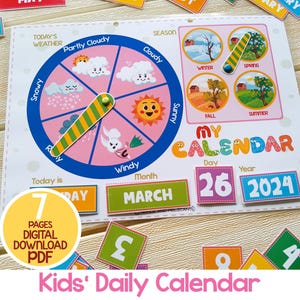 Kids Daily Calendar, Printable Montessori Calendar, Circle Time ...