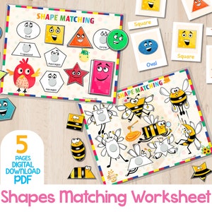 Activité d'association de formes imprimable, carte Flash formes pour tout-petits, page de livre occupé Montessori apprentissage des formes pour les enfants d'âge préscolaire, apprentissage précoce des tout-petits