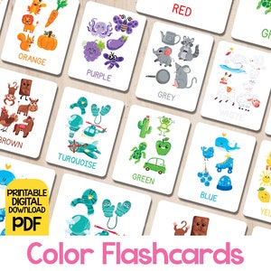 12 tarjetas de colores para niños, tarjetas flash de colores, tarjetas de colores imprimibles para niños, tarjetas didácticas Montessori, tarjetas de reconocimiento de colores, recursos de aprendizaje