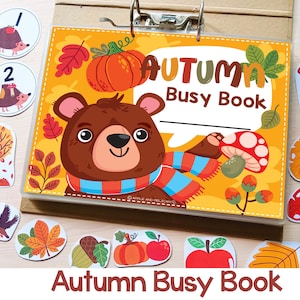 Printable Autumn Busy Book, Toddler Learning Binder, Kids Fall Busy Book, Toddler Quiet Book, Homeschool Preschool Activity Book