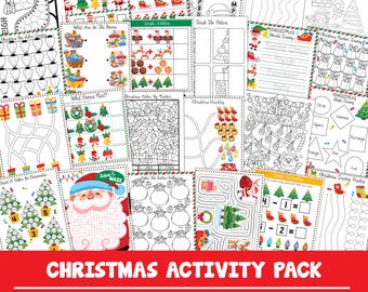 Christmas Kid Activity Preschool Packet, Printable Kindergarten Homeschool Activity Worksheets, Coloring, Alphabet, Do A Dot, Tracing