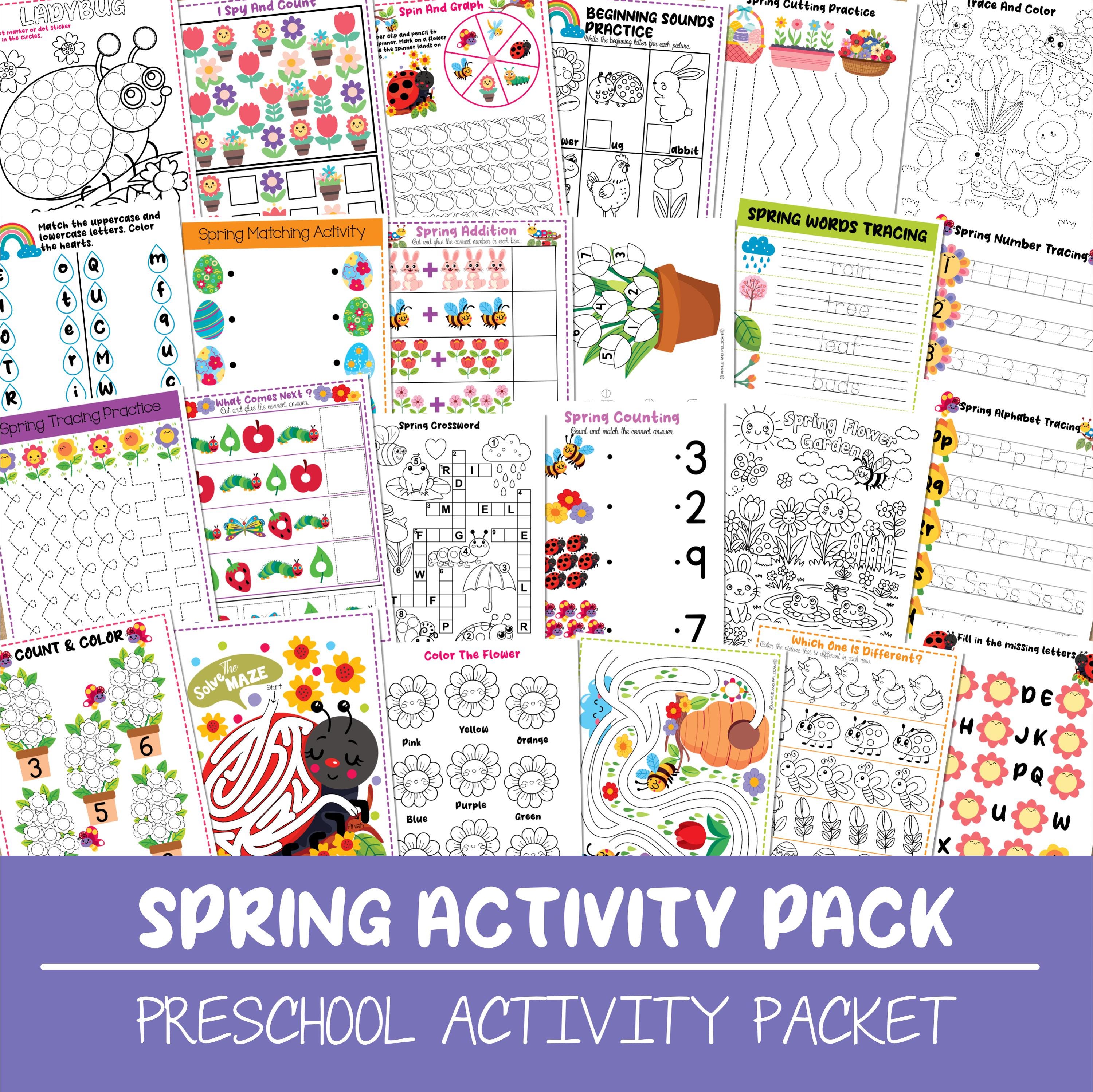 Spring Printable Kid Activity Preschool Packet, Kindergarten Homeschool ...