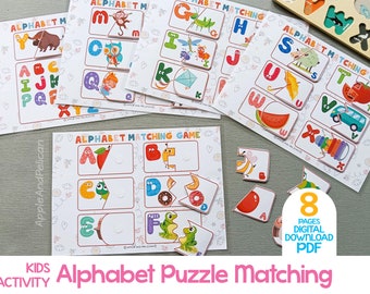 Alphabet Buchstaben Matching-Aktivitäten Puzzle, Phonics Arbeitsblatt, druckbare ABC Lernarbeitsblatt, beschäftigte Buchseiten