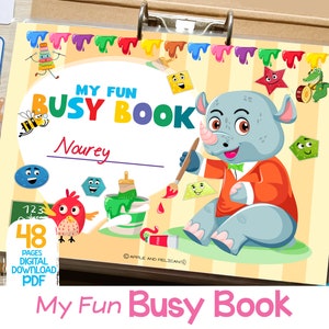 Toddler Busy Book Printable Personalized Preschool Learning Binder Montessori Homeschool Activities Quiet Book, Kids Learning Materials image 1