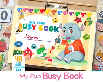 Toddler Busy Book Printable Personalized Preschool Learning Binder Montessori Homeschool Activities Quiet Book, Kids Learning Materials