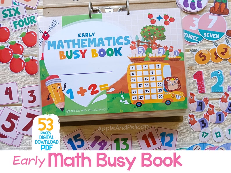 Libro ocupado de matemáticas Carpeta ocupada para niños pequeños Actividades de matemáticas preescolares imprimibles Carpeta de aprendizaje de matemáticas para la escuela en el hogar Hoja de trabajo de MATEMÁTICAS para jardín de infantes Conteo imagen 1