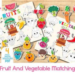 Fruits And Vegetables Sorting Activity Toddler Matching Game Busy Book Printable Educational Preschool Homeschool Montessori Learning Binder