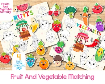 Fruits And Vegetables Sorting Activity, Toddler Matching Game, Printable Preschool Homeschool Montessori Materials