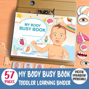 My Body Busy Book, Printable Toddler Learning Binder, Human Anatomy Activity, Organ Matching, Body Parts Activity, Kids Montessori Activity