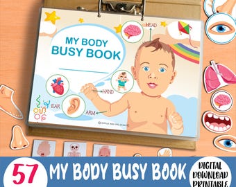 Mi libro de actividades sobre el cuerpo, cuaderno de aprendizaje imprimible para niños pequeños, actividad de anatomía humana, emparejamiento de órganos, actividad sobre partes del cuerpo, actividad Montessori para niños