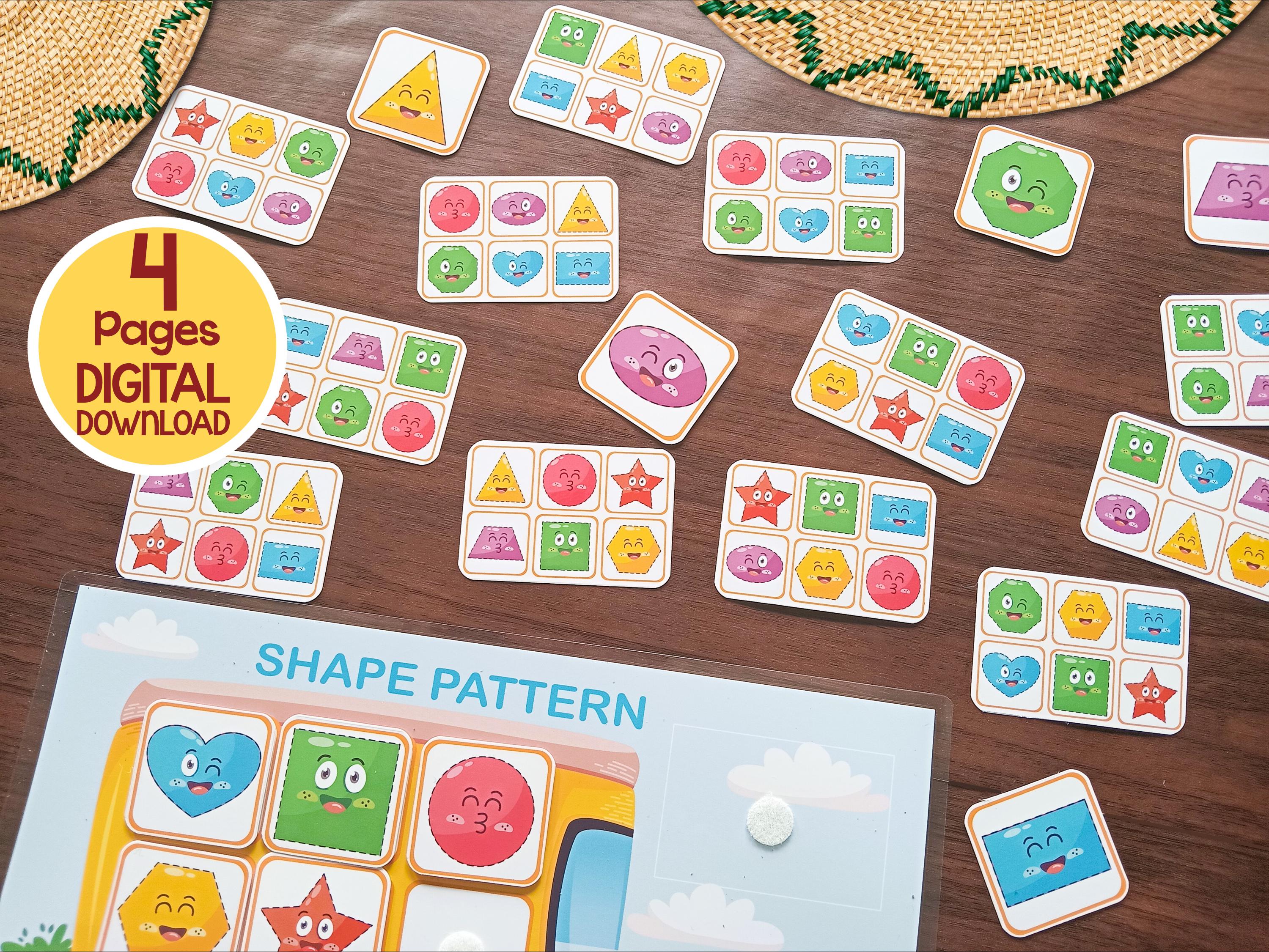 Shapes Pattern Matching Activity, Pattern Puzzle Printable, Shapes ...