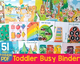 Toddler Learning Binder, Toddler Busy Binder, Toddler First Busy Book, Printable Quiet Book for Toddler Preschool Early Learning Binder