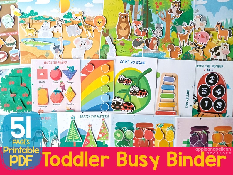 Toddler Learning Binder, Toddler Busy Binder, Toddler First Busy Book, Printable Quiet Book for Toddler Preschool Early Learning Binder image 1