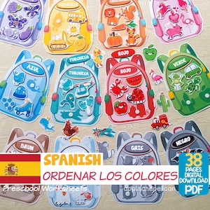 SPANISH Color Matching Color Sorting Game, Ordenar Los Colores, Printable Toddler Color Learning Binder, Homeschool Preschool Montessori