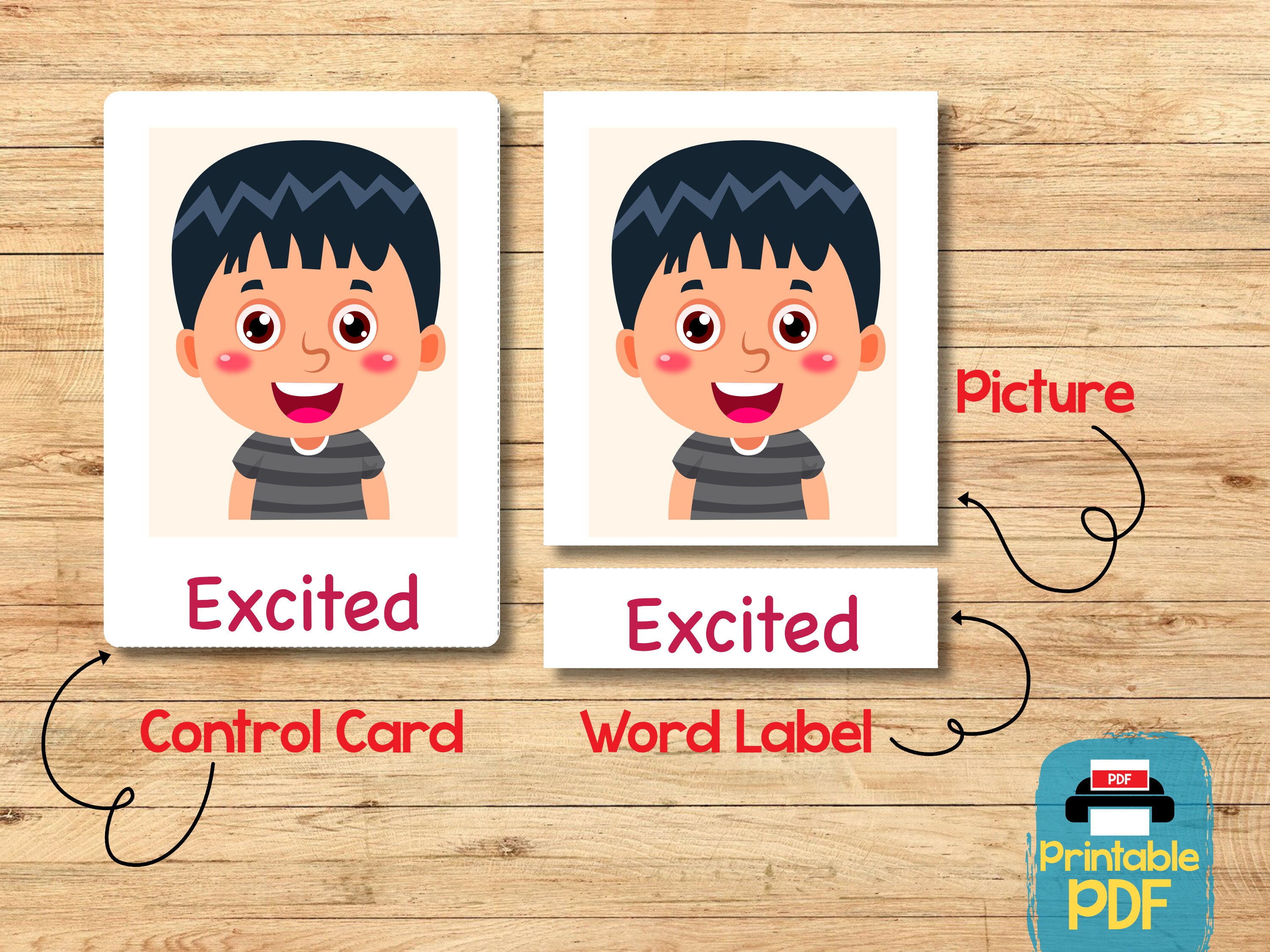 Kids Emotions Matching Activity, Toddler Emotions Worksheet, Feeling ...