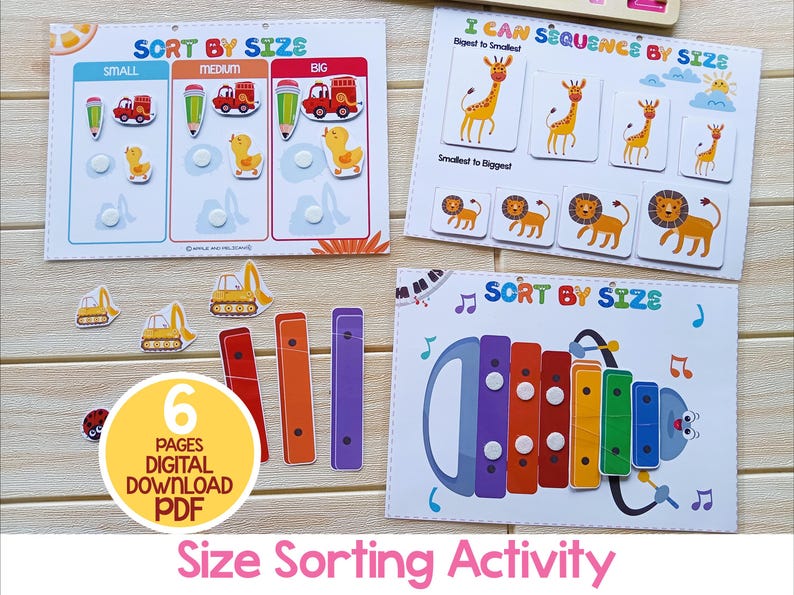 Size Sorting Activities, Sort by Size Binder, Toddler Busy Book ...