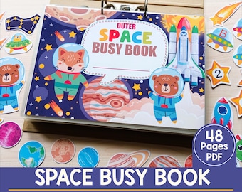 Outer Space Busy Book, Printable Preschool Learning Binder, Montessori Solar System Activities for Toddlers And Kids, Planets Quiet Book