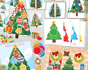 Christmas Tree Printable Activity, Christmas Craft, Decorating Activity For Kids, Preschool Activity