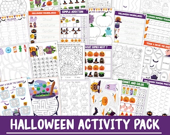Halloween Printable Kid Activity Preschool Packet, Printable Preschool Worksheet, Toddler Preschool Kindergarten Homeschool Fall Activity