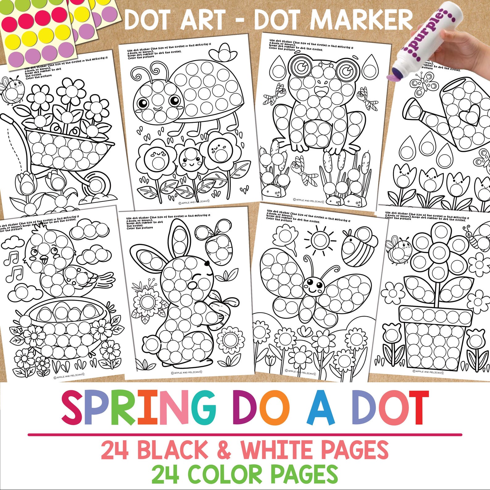 Spring Do a Dot Marker Coloring Pages for Kids, Do A Dot Activity, Dot ...
