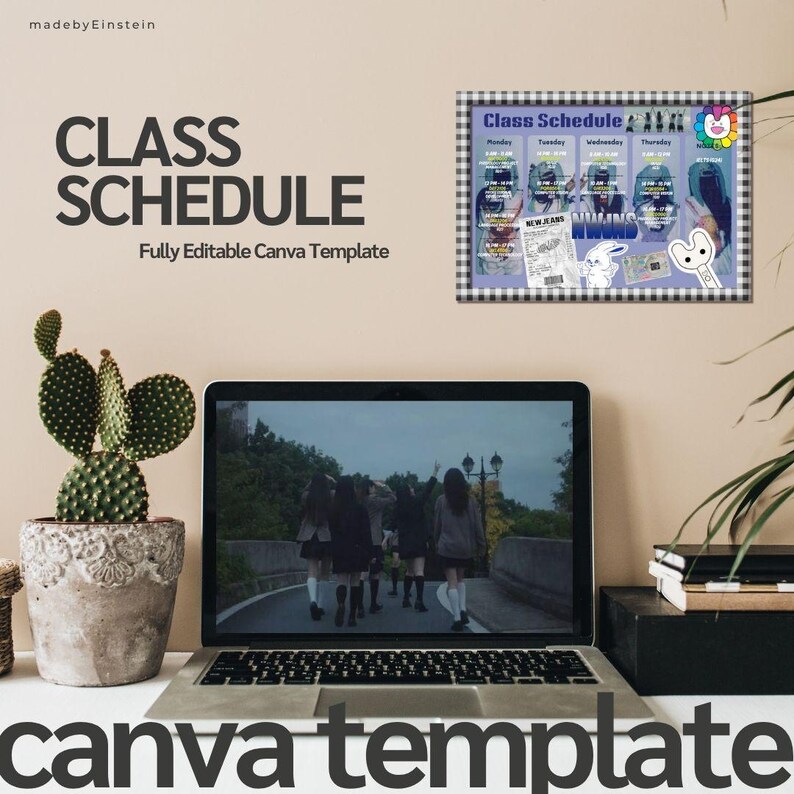 Editable Class Schedule Template Canva Student Planner Weekly