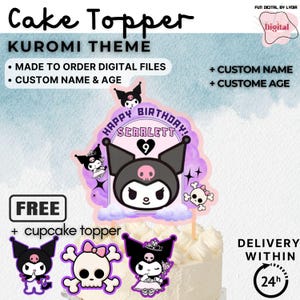 Kitty and Friends Cake Topper Birthday / Kawaii Custom made Kuro-Mie cake topper, PDF and PNG Download