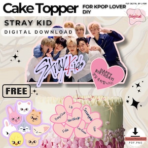 DIY Kpop Stray Kids Birthday Cake Decoration Topper, Instant Digital Download PDF and PNG Files Printable Customizable A5WC5 Kids Party