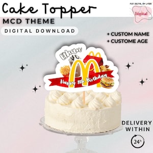 Fast Food Cake Topper, Junk Food Birthday Cake Topper, Burger, Pizza