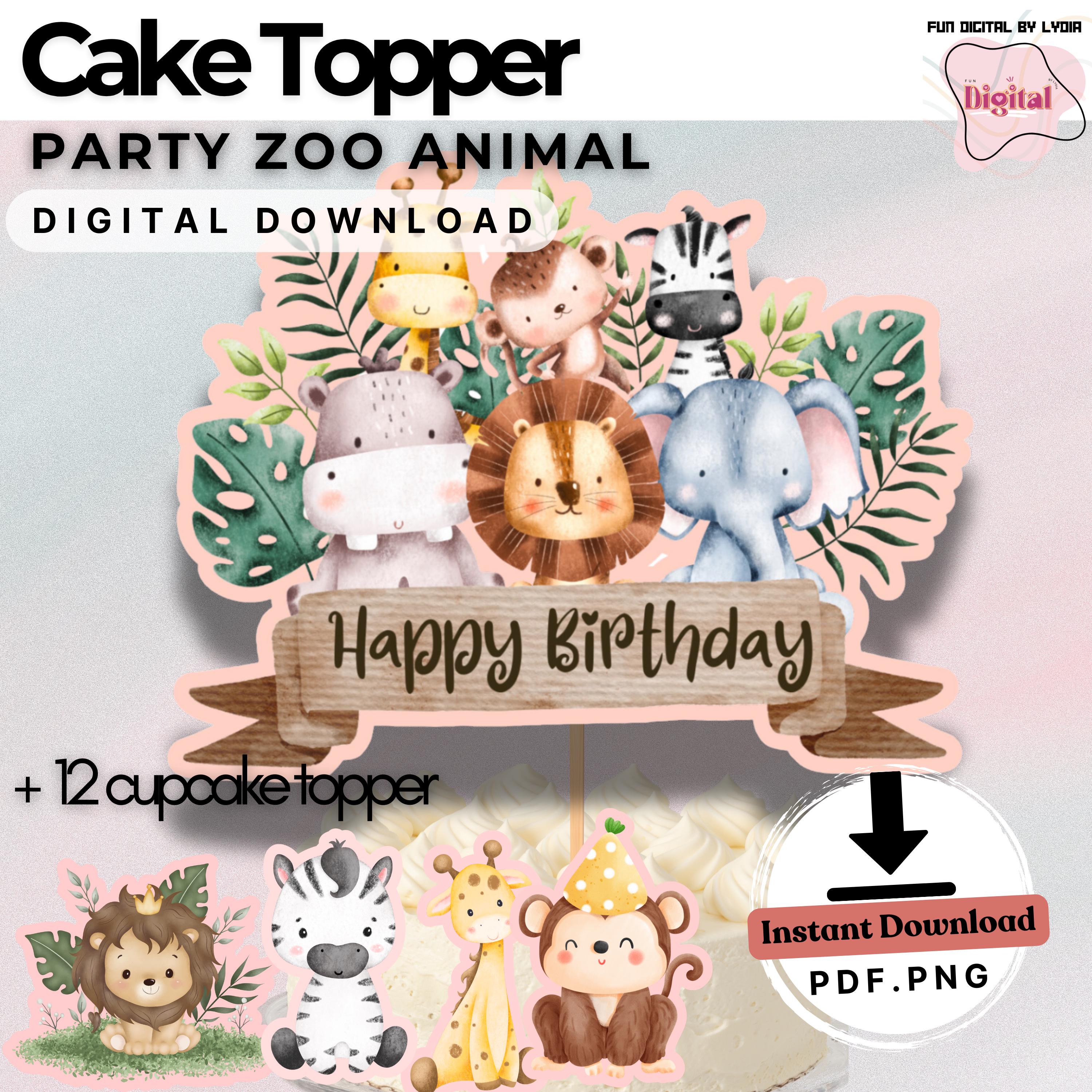 Decor Gateau Animaux La Forêt, 24 Pièces Décoration Cupcake Animaux, Jungle Animal Cake Topper, Décoration De Gâteau Animal, Accessoires De Fête Pour Enfant Fête D'anniversaire Deco Gateau