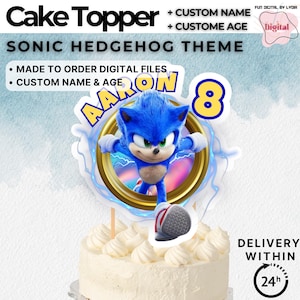 Decorazione per torta Sonic Hedgehog, download personalizzato in formato PNG e PDF, compleanno per bambini, modificabile per te.