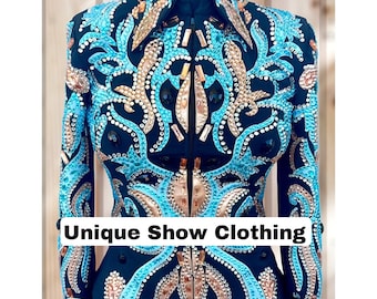 Torquoise And Gold Western Show Jacket Golden Colour gold showjacket  horse riding jackets western for women horsemanship jacket teal