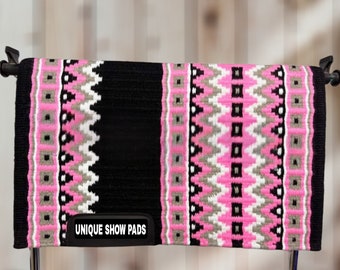 Baby Pink with Black Base western show pad Saddle blanket Saddle pad ranch pad horse pad horse riding blanket