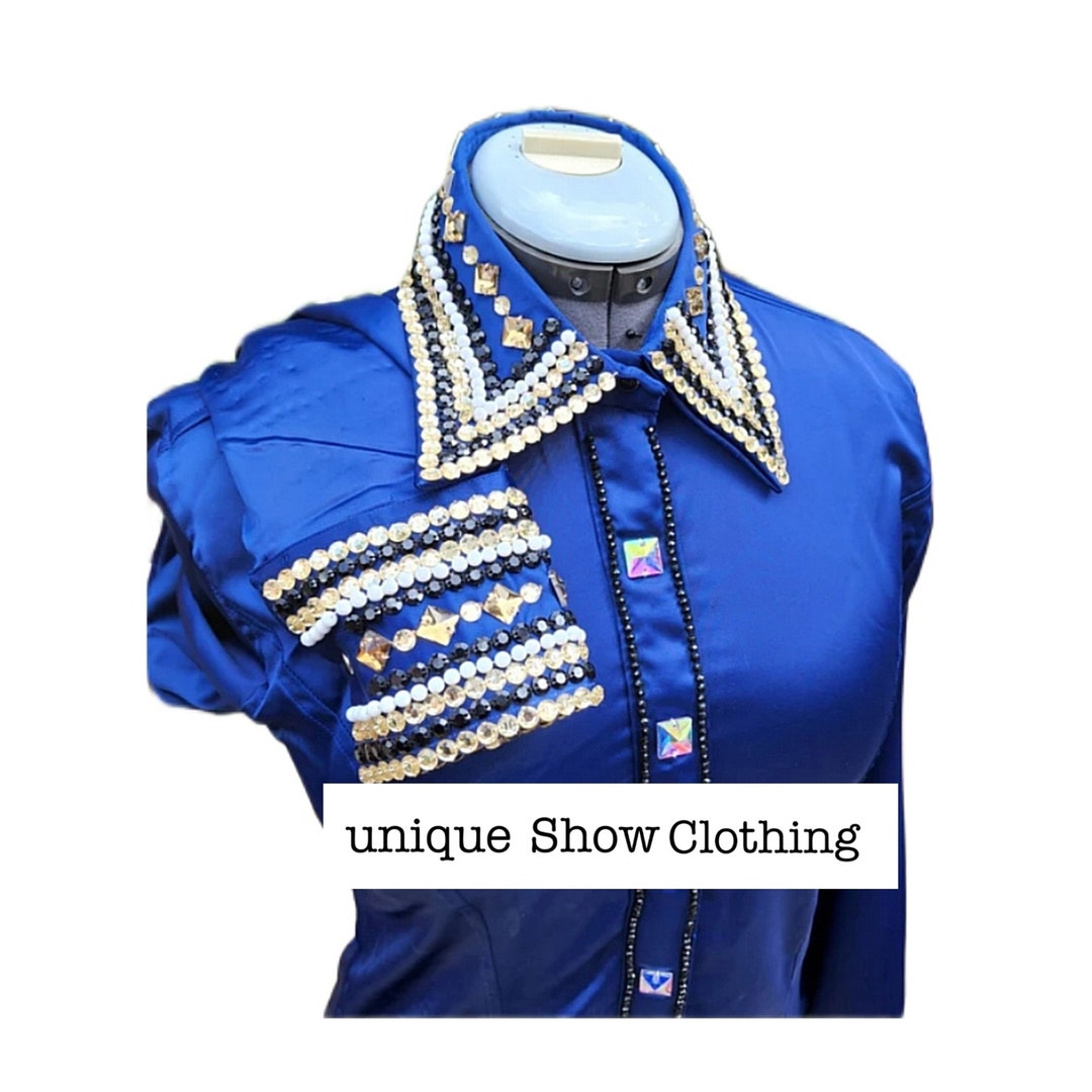 Royal Blue Western Show Shirt With Precious Glass Applique - Etsy