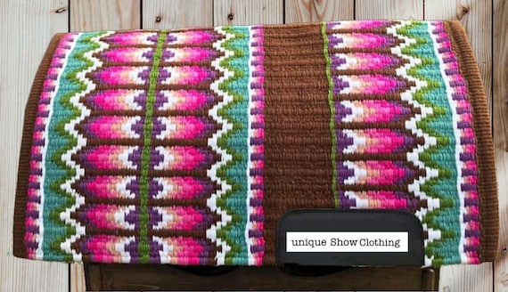 Pink With Brown Base Western Show Pad Saddle Blanket Saddle Pad Ranch Pad Horse Pad Horse Riding Blanket Etsy Canada