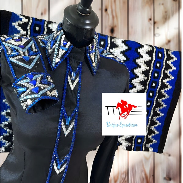 Blue and silver Show Shirt and Pad set western show shirt western blue  show shirt set western all day show shirt and showpad set