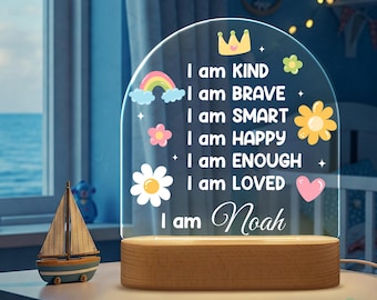 Personalized Kids Night Light: Positive Affirmations, Custom Name Lamp